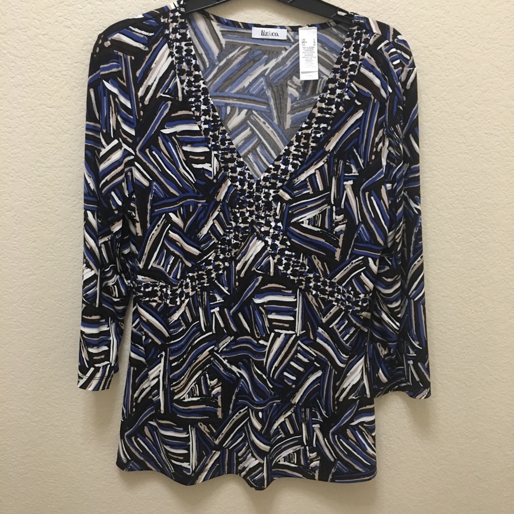 Women’s liz&co. Large Black & Blue Blouse